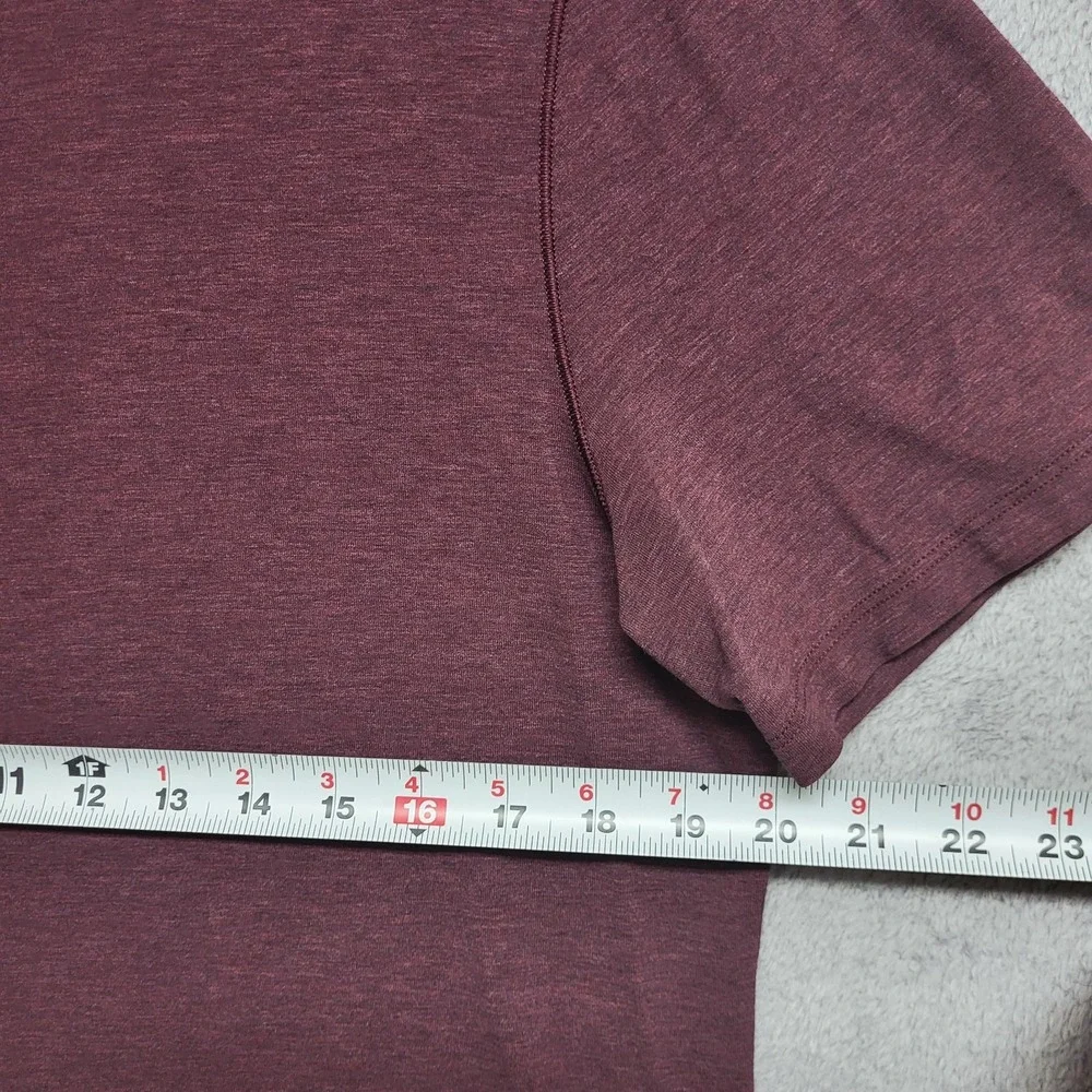 Lululemon Shirt Mens Large Heather Red Plum Short Sleeve Athleisure Run Casual